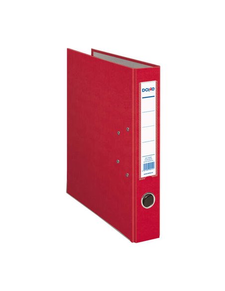 Classeur à levier Dohe - Dos 45 mm - Avec œillet, agrafe et porte-cartes - Carton doublé polypropylène - Coins métalliques - Rou