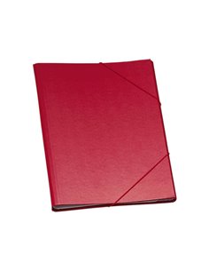 Chemise de classement Dohe 12 pochettes - Format Folio - Carton laminé - Fermeture en caoutchouc - Rouge