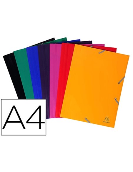 CHEMISE EXACOMPTA POLYPROPYLÈNE 4/10E OPAQUE ÉCO 3 RABATS ÉLASTIQUES A4+ 240X320MM COLORIS ASSORTIS