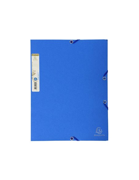 CHEMISE 3 RABATS EXACOMPTA FOREVER A4 CARTE RECYCLEE 380GR FERMETURE ELASTIQUE COLORIS BLEU FRANCE