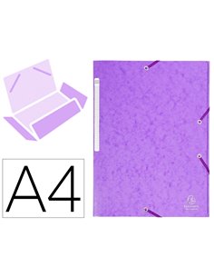 CHEMISE 3 RABATS EXACOMPTA MAXI CAPACITY CARTE LUSTRÉE 5/10E FORMAT A4 24X32CM DOS 35MM ÉLASTIQUE COLORIS MAUVE