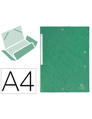 CHEMISE 3 RABATS EXACOMPTA MAXI CAPACITY CARTE LUSTRÉE 5/10E FORMAT A4 24X32CM DOS 35MM ÉLASTIQUE COLORIS VERT