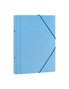 Chemise Dohe 12 pochettes - Format Folio - Carton laminé - Fermeture élastique - Bleu clair