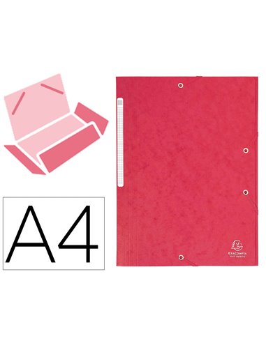 CHEMISE 3 RABATS EXACOMPTA MAXI CAPACITY CARTE LUSTRÉE 5/10E FORMAT A4 24X32CM DOS 35MM ÉLASTIQUE COLORIS ROUGE