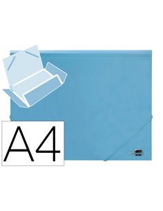 CHEMISE LIDERPAPEL POLYPROPYLENE DOS FLEXIBLE A4 210X297MM 4/10E 3 RABATS 100F ELASTIQUE BLEU CIEL OPAQUE
