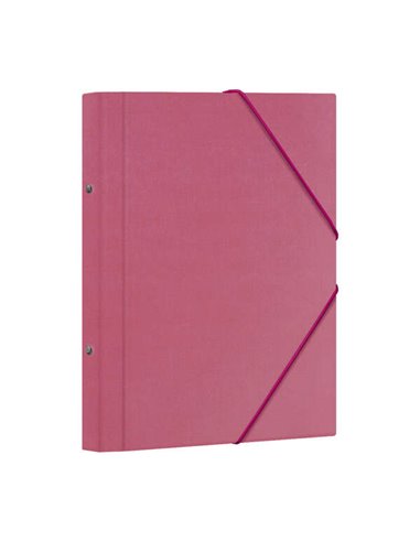 Chemise de classement Dohe 12 pochettes - Format Folio - Carton laminé - Fermeture élastique - Rose