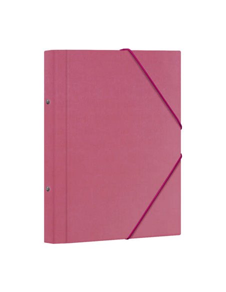 Chemise de classement Dohe 12 pochettes - Format Folio - Carton laminé - Fermeture élastique - Rose