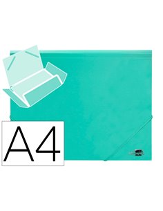 CHEMISE LIDERPAPEL POLYPROPYLENE DOS FLEXIBLE A4 210X297MM 4/10E 3 RABATS 100F ELASTIQUE VERT POMME OPAQUE