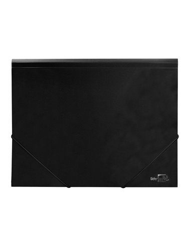 CHEMISE LIDERPAPEL POLYPROPYLÈNE DOS FLEXIBLE A4 210X297MM 4/10E 3 RABATS ÉLASTIQUE 100F COLORIS NOIR OPAQUE