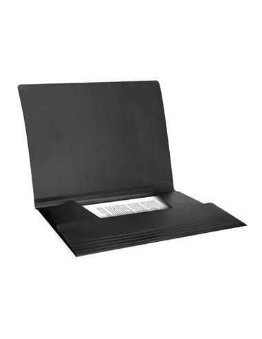 CHEMISE LIDERPAPEL POLYPROPYLÈNE DOS FLEXIBLE A4 210X297MM 4/10E 3 RABATS ÉLASTIQUE 100F COLORIS NOIR OPAQUE
