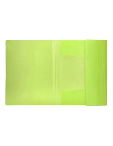 CHEMISE LIDERPAPEL POLYPROPYLENE DOS FLEXIBLE A4 210X297MM 4/10E 3 RABATS 100F ELASTIQUE JAUNE FLUO OPAQUE