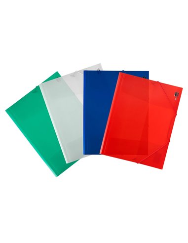CHEMISE LIDERPAPEL POLYPROPYLÈNE DOS FLEXIBLE A4 210X297MM 4/10E 3 RABATS ÉLASTIQUE 100F COLORIS ROUGE TRANSLUCIDE