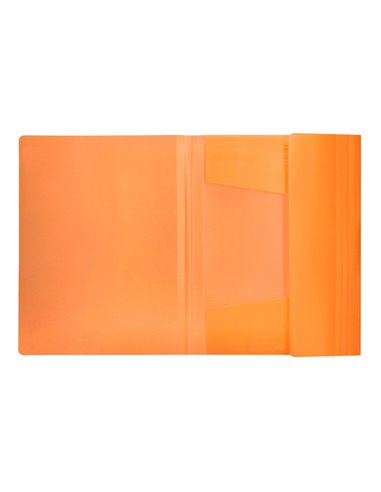 CHEMISE LIDERPAPEL POLYPROPYLENE DOS FLEXIBLE A4 210X297MM 4/10E 3 RABATS 100F ELASTIQUE ORANGE FLUO OPAQUE