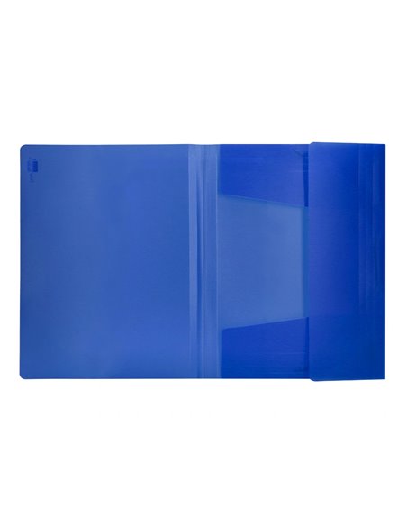 CHEMISE LIDERPAPEL POLYPROPYLÈNE DOS FLEXIBLE A4 210X297MM 4/10E 3 RABATS ÉLASTIQUE 100F COLORIS BLEU TRANSLUCIDE