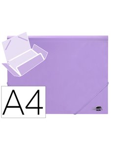 CHEMISE LIDERPAPEL POLYPROPYLENE DOS FLEXIBLE A4 210X297MM 4/10E 3 RABATS 100F ELASTIQUE LAVANDE OPAQUE