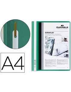 CHEMISE DURABLE DURAPLUS DOCUMENTS NON PERFORÉS A4 21X29,7CM LAMELLE EXTRA LARGE COUVERTURE TRANSPARENTE COLORIS VERT