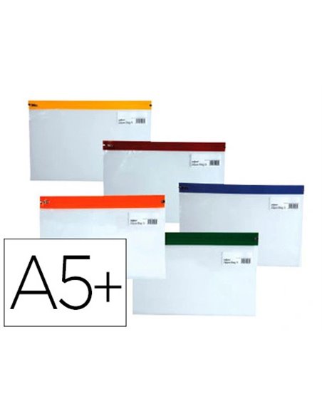 POCHETTE ENVELOPPE ZIP 255X190MM DOCUMENT A5 148X210MM TOUS USAGES COLORIS ASSORTIS
