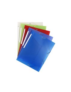 CHEMISE 3 RABATS EXACOMPTA A4 PP CHROMALINE 5/10E  TRANSLUCIDE FERMETURE ELASTIQUE COLORIS ASSORTIS