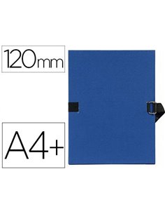 CHEMISE EXACOMPTA CARTON PAPIER TOILÉ 240X320MM DOS EXTENSIBLE 120MM SANGLE COTON BOUCLE CRANTÉE COLORIS MARINE