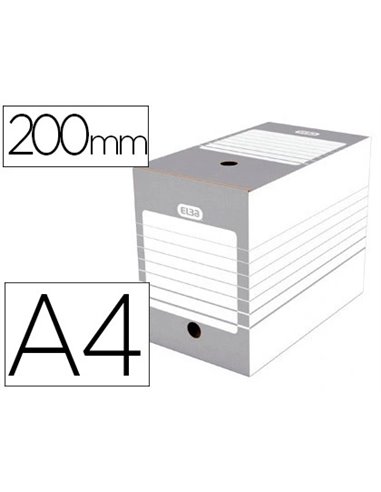 BOÎTE ARCHIVES ELBA CARTON 466X440MM DOS 200MM SYSTÈME MONTAGE AUTOMATIQUE COLORIS GRIS