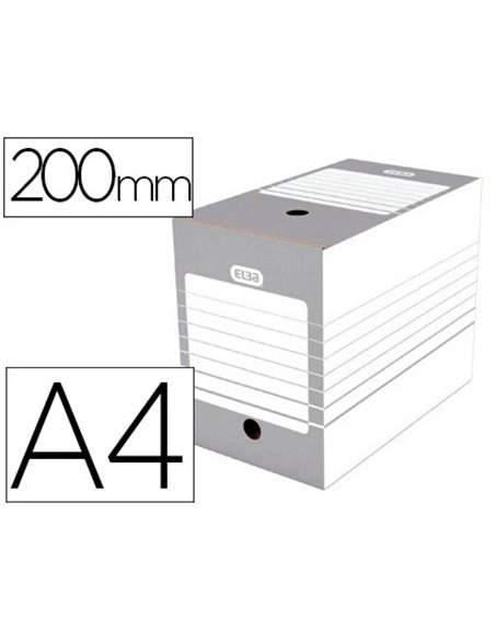 BOÎTE ARCHIVES ELBA CARTON 466X440MM DOS 200MM SYSTÈME MONTAGE AUTOMATIQUE COLORIS GRIS