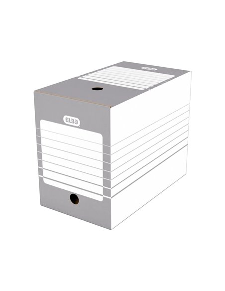 BOÎTE ARCHIVES ELBA CARTON 466X440MM DOS 200MM SYSTÈME MONTAGE AUTOMATIQUE COLORIS GRIS