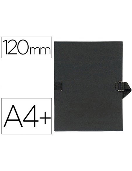 CHEMISE EXACOMPTA CARTON PAPIER TOILÉ 240X320MM DOS EXTENSIBLE 120MM SANGLE COTON BOUCLE CRANTÉE COLORIS NOIR