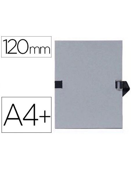 CHEMISE EXACOMPTA CARTON PAPIER TOILÉ 240X320MM DOS EXTENSIBLE 120MM SANGLE COTON BOUCLE CRANTÉE COLORIS GRIS