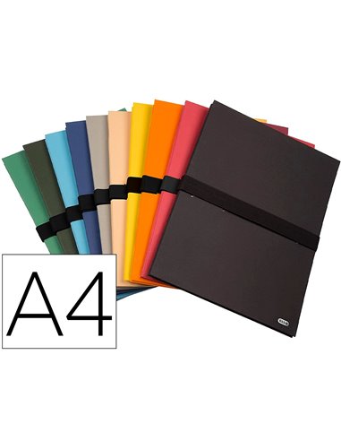 CHEMISE HAMELIN TOILE EXTENSIBLE A4 24X32CM FERMETURE SANGLE VELCRO COLORIS ASSORTIS