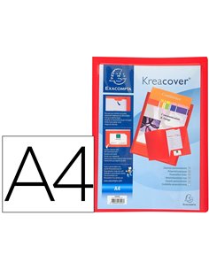 CHEMISE PRÉSENTATION EXACOMPTA KREACOVER POLYPROPYLÈNE SOUPLE 4/10E A4 24X32CM PERSONNALISABLE COLORIS ROUGE