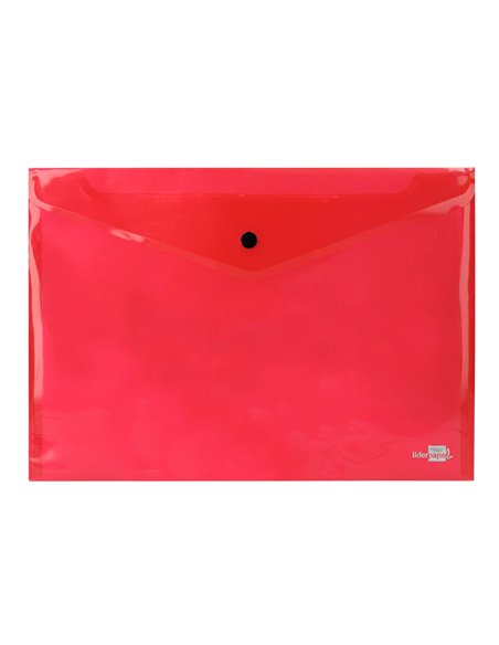 POCHETTE ENVELOPPE LIDERPAPEL POLYPROPYLÈNE 180 MICRONS A4 297X210MM 50F FERMETURE BOUTON COLORIS ASSORTIS PACK 5 UNITÉS