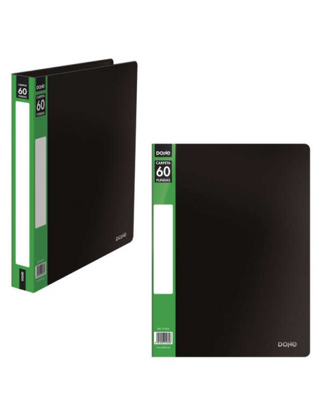 Chemises Dohe A4 avec pochettes - Couverture polypropylène opaque - Pochettes transparentes soudées - Sachet individuel