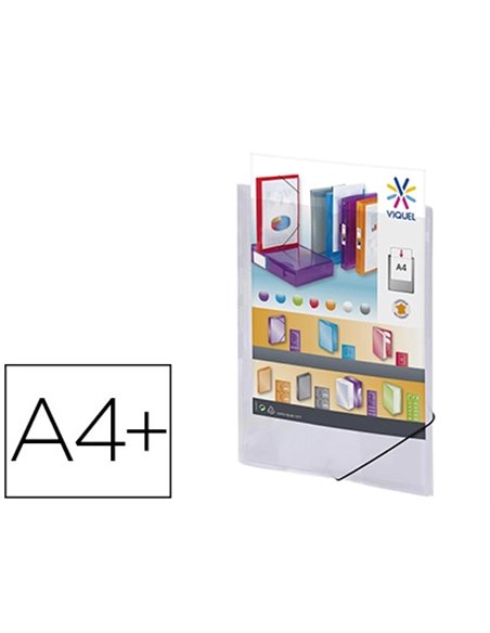 CHEMISE VIQUEL PROPYGLASS 5/10E PERSONNALISABLE 3 RABATS 245X322MM FERMETURE ÉLASTIQUE COLORIS INCOLORE