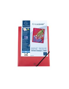 CHEMISE 3 RABATS EXACOMPTA KREA COVER A4 COUVERTURE  PERSONNALISABLE PP  TRANSPARENT COLORIS ROUGE 2