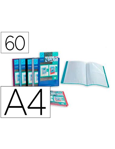 PORTE VUES ESSENTIEL RECYCLE PERSONNALISABLE 60 VUES POLYPROPYLENE A4 COLORIS  ASSORTIS