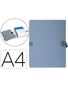 CHEMISE EXACOMPTA RABAT EN PIED CARTON RECOUVERT PAPIER DOS 13CM FERMETURE SANGLE BOUCLE COLORIS GRIS