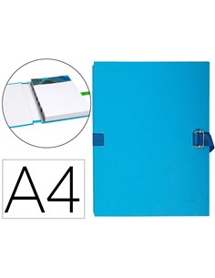 CHEMISE EXACOMPTA RABAT EN PIED CARTON RECOUVERT A4 23X32CM DOS EXTENSIBLE 13CM SANGLE BOUCLE COLORIS BLEU CLAIR