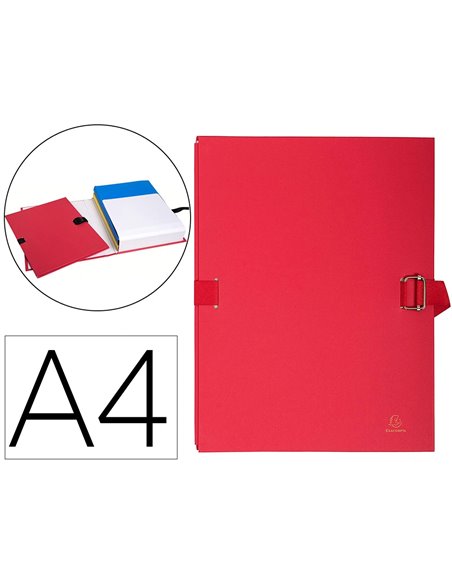CHEMISE EXACOMPTA RABAT EN PIED CARTON RECOUVERT A4 DOS EXTENSIBLE 13CM SANGLE BOUCLE COLORIS ROUGE