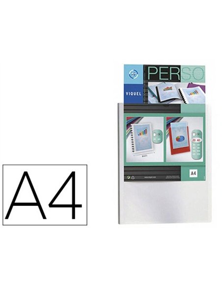 PROTÈGE-DOCUMENTS VIQUEL PERSONNALISABLE POLYPROPYLÈNE 5/10E A4 240X310MM 40 VUES OUVERTURE 180 DEGRÉS COLORIS BLANC