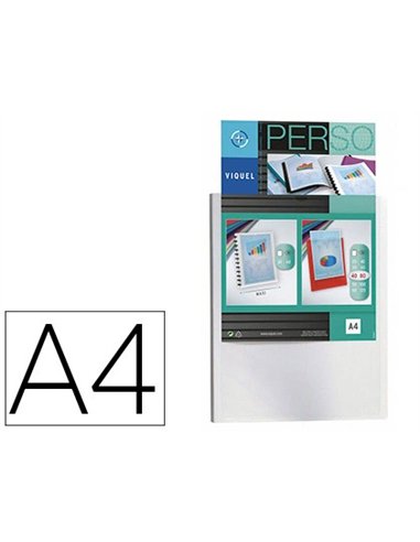 PROTÈGE-DOCUMENTS VIQUEL PERSONNALISABLE POLYPROPYLÈNE 5/10E A4 240X310MM 80 VUES OUVERTURE 180 DEGRÉS COLORIS BLANC