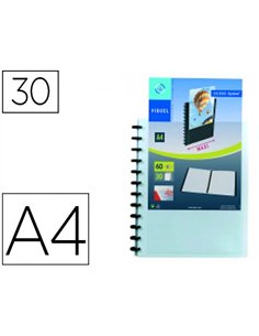 PROTÈGE-DOCUMENTS VIQUEL GÉODE PERSONNALISABLE POLYPROPYLÈNE BLANC SEMI-RIGIDE 5/100E 30 POCHETTES 60 VUES FORMAT A4+