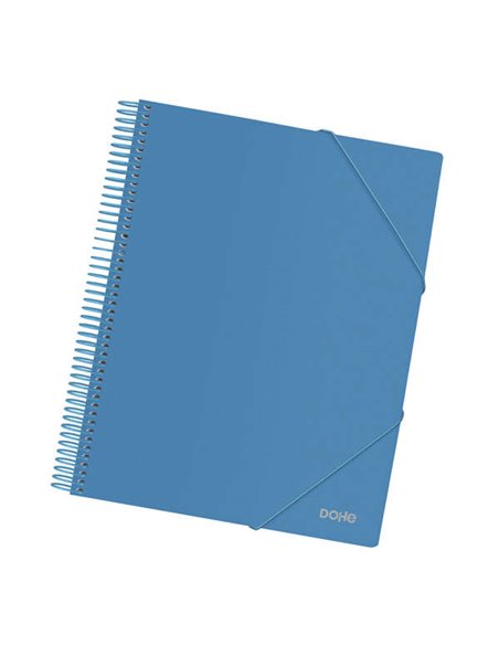 Chemise Dohe 30 pochettes A4 - Couverture en polypropylène opaque 800 microns - Pochettes transparentes 80 microns - Spirale pla