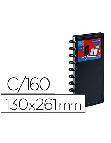 PORTE-CARTES DE VISITE VIQUEL PP 6/10E 130X265MM 20 POCHETTES CAPACITÉ 160 CARTES 8 INTERCALAIRES ALPHABÉTIQUES NOIR