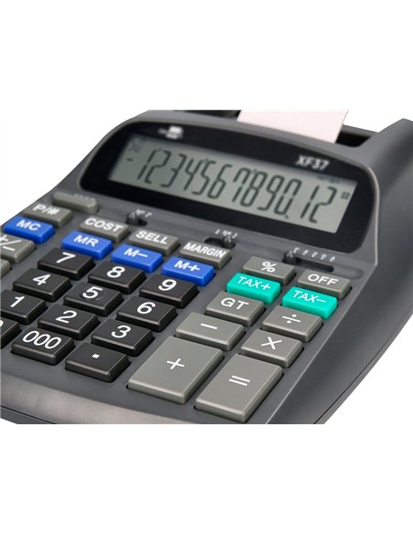 CALCULATRICE LIDERPAPEL IMPRIMANTE PROFESSIONNELLE  BICOLORE 12 CHIFFRES  225X158X56MM COLORIS NOIR