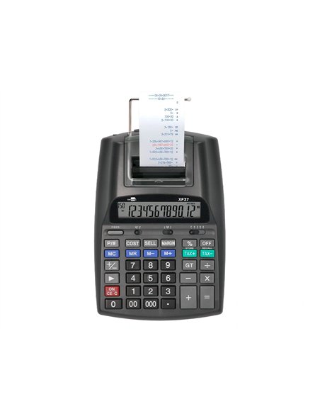 CALCULATRICE LIDERPAPEL IMPRIMANTE PROFESSIONNELLE  BICOLORE 12 CHIFFRES  225X158X56MM COLORIS NOIR