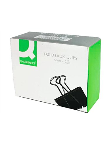 PINCE Q-CONNECT DOUBLE CLIP LARGEUR 51MM COLORIS NOIR BOITE CARTON 10 UNITES