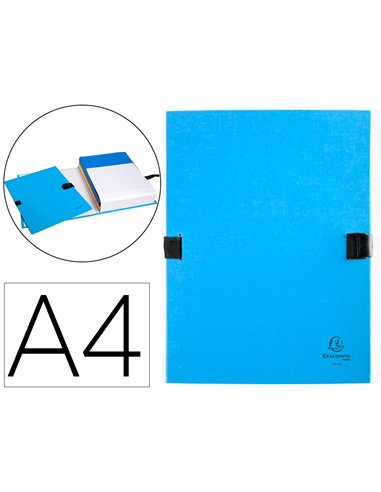 CHEMISE EXACOMPTA N'CLIP RABAT EN PIED CARTON RECOUVERT 10/10E A4 DOS EXTENSIBLE 13CM CLIP SANGLE COLORIS BLEU CLAIR