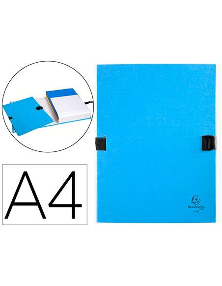 CHEMISE EXACOMPTA N'CLIP RABAT EN PIED CARTON RECOUVERT 10/10E A4 DOS EXTENSIBLE 13CM CLIP SANGLE COLORIS BLEU CLAIR