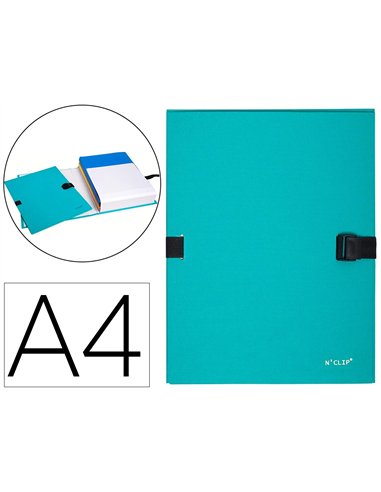 CHEMISE EXACOMPTA N'CLIP RABAT EN PIED CARTON RECOUVERT 10/10E A4 DOS EXTENSIBLE 13CM CLIP SANGLE COLORIS VERT