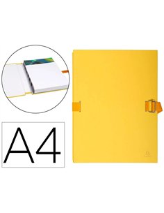 CHEMISE EXACOMPTA RABAT EN PIED CARTON RECOUVERT A4 23X32CM DOS EXTENSIBLE 13CM SANGLE BOUCLE COLORIS JAUNE